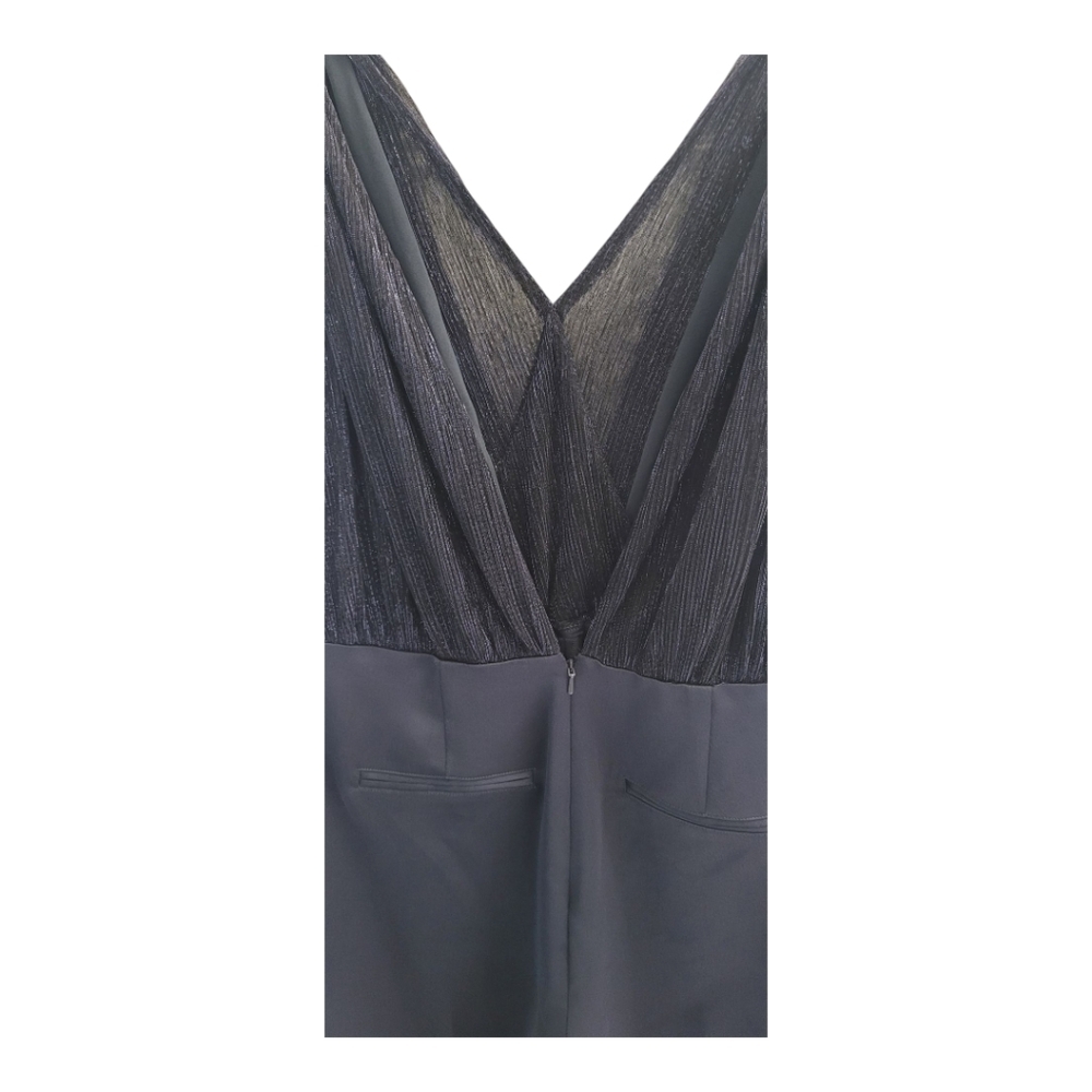 Reiss Margot Metallic & Satin Jumpsuit Navy Size 8 US NWT - Picture 7 of 14